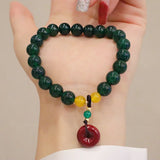 Green Agate Pink Cinnabar Bracelet Chinese Style Jewelry