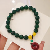 Green Agate Pink Cinnabar Bracelet Chinese Style Jewelry