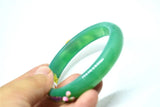Green Agate Painted Peacock Peony Flower Bracelet