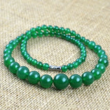 Green Agate Pearl Necklace, Women's Chalcedony Chain