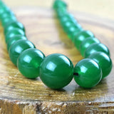 Green Agate Pearl Necklace, Women's Chalcedony Chain