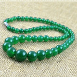 Green Agate Pearl Necklace, Women's Chalcedony Chain