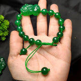 Green Agate & Chalcedony Round Beads Bracelet