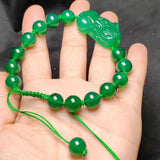 Green Agate & Chalcedony Round Beads Bracelet