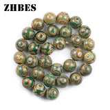 Green Agates Dzi Eyes Beads 8/10/12MM Round Spacer Loose Beads