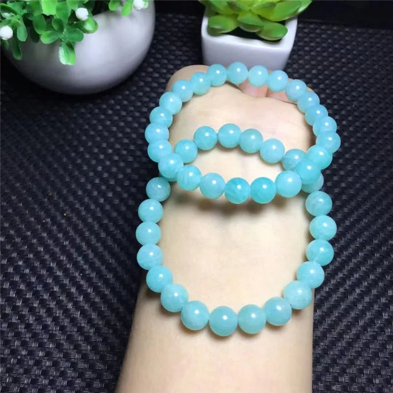 Green Amazonite Bracelet Round Beads Crystal Healing Stone