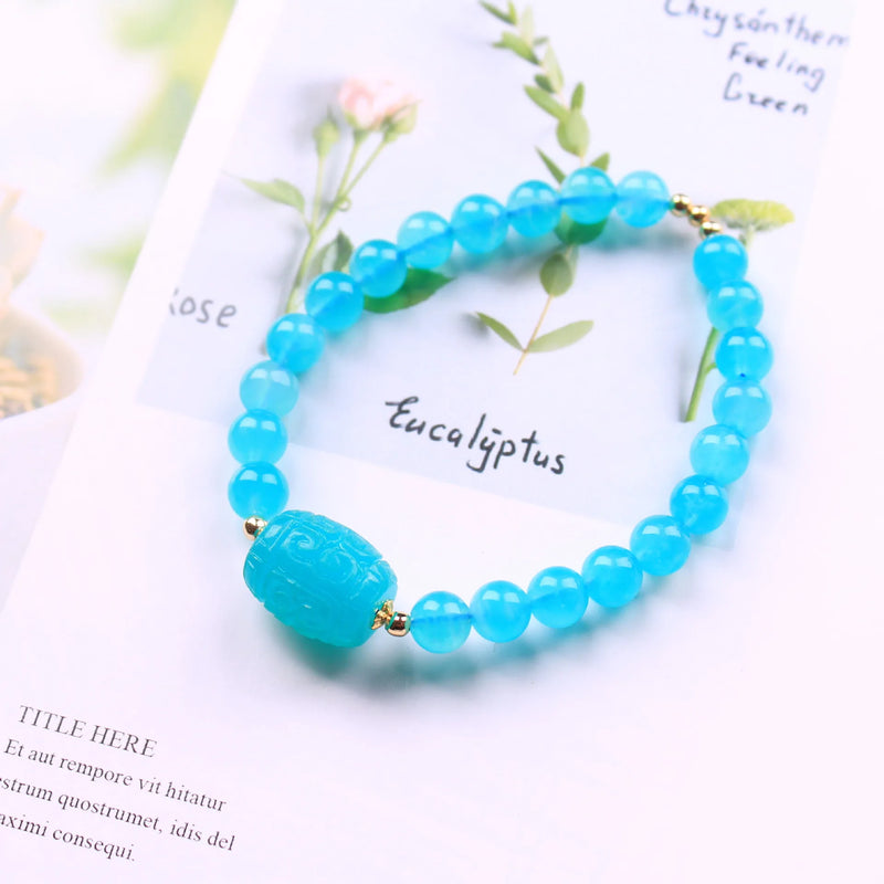 Natural Green Amazonite Bead Bracelet 12x9mm