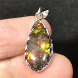 Green Ammonite Ammolite Silver Pendant Royal Jewelry Healing Love Gift