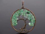 Green Aventurin Reiki Chakra Tree of Life Pendant Necklace