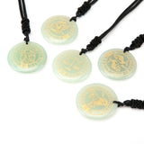 Green Aventurine 12 Constellations Necklace Hand Carved Pendant Healing Crystal