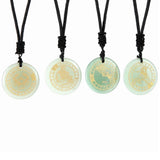 Green Aventurine 12 Constellations Necklace Hand Carved Pendant Healing Crystal
