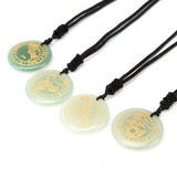 Green Aventurine 12 Constellations Necklace Hand Carved Pendant Healing Crystal