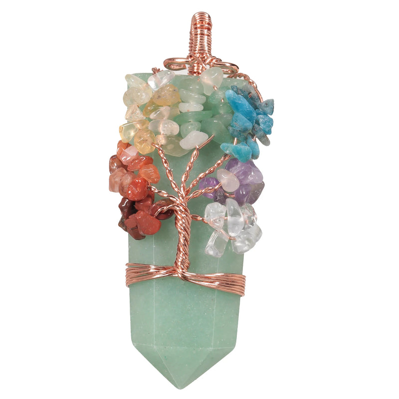 Green Aventurine Hexagon Pendant Tree Of Life Jewelry