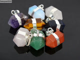 Green Aventurine Nugget Hexagonal Pointed Pendant Beads 10Pcs