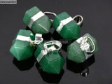 Green Aventurine Nugget Hexagonal Pointed Pendant Beads 10Pcs