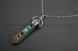 Green Aventurine Jade Stone Point Pendant Necklace with Chakra Chains