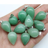 Green Aventurine Pendant Mix Sand Stone for Jewelry DIY 12pcs