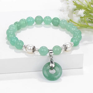 Green Aventurine Stone Bracelet Peace Buckle Charm Bracelet