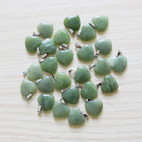 Green Aventurine Stone Heart Pendant Necklace DIY Gift Charms