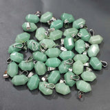 Green Aventurine Stone Hexagonal Pillar Necklace Pendant