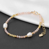 Green Aventurines Pearl Charm Bracelet Adjustable Chain Healing
