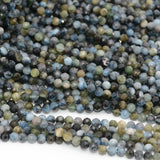 Natural Green + Aquamarine Faceted Round Beads 5mm