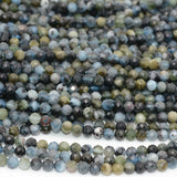 Natural Green + Aquamarine Faceted Round Beads 5mm
