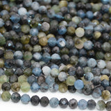 Natural Green + Aquamarine Faceted Round Beads 5mm