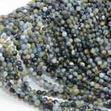 Natural Green + Aquamarine Faceted Round Beads 5mm