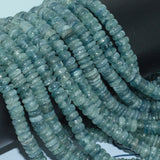 Natural Green-Blue Kyanite Slice Rondelle Beads 7mm Madagascar