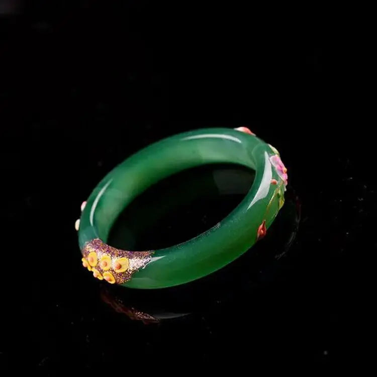 Green Peacock & Flower Bracelet Bangle for Women