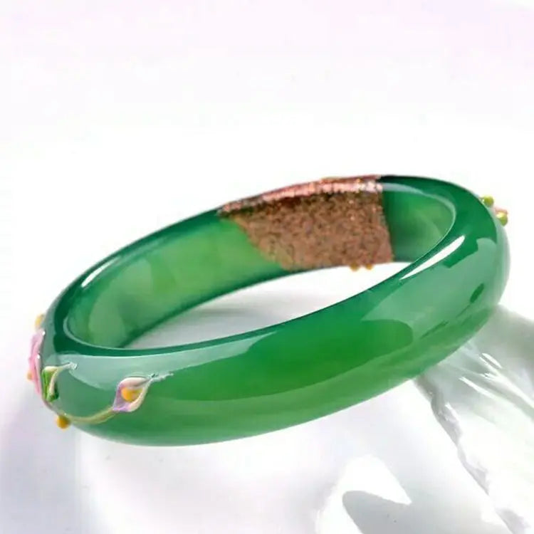 Green Peacock & Flower Bracelet Bangle for Women