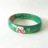 Green Peacock & Flower Bracelet Bangle Gift Women Jades Jewelry