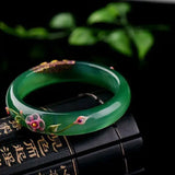 Green Peacock & Flower Bracelet Bangle for Women