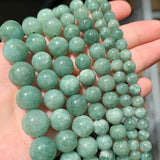 Green Burmese Jades Stone Beads Round Spacer Beads For Jewelry Making 15''