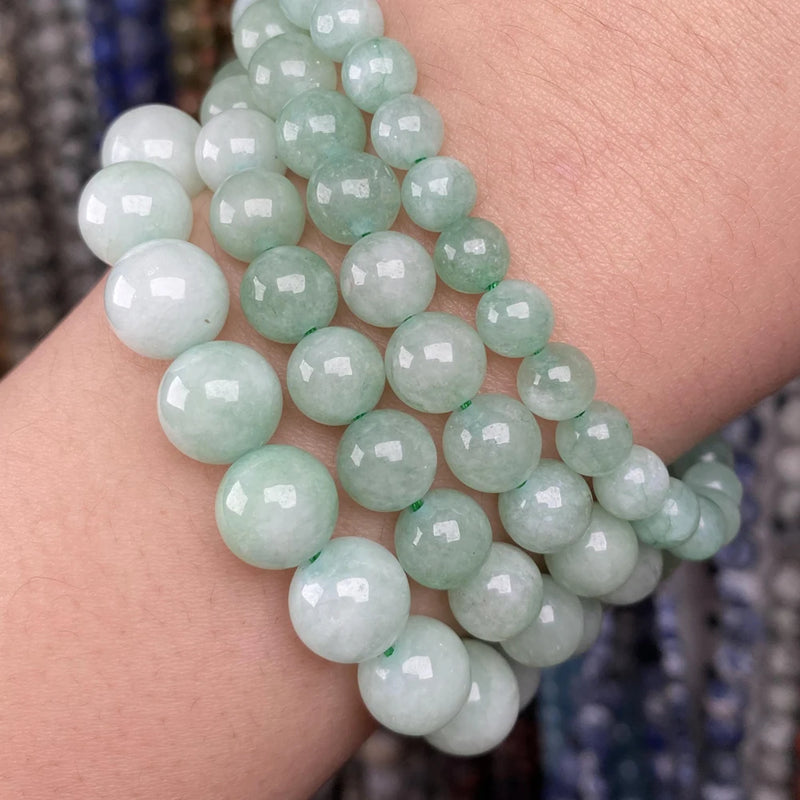 Green Burmese Jade Stone Beads Round Spacer Beads for Jewelry Making 4/6/8/10mm