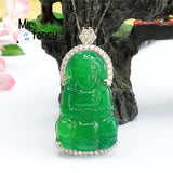 Green Chalcedony Agate Avalokitesvara Necklace Pendant