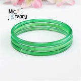Green Chalcedony Agate Jingle Round Bracelet Retro Style Charm Gift