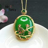 Natural Green Chalcedony Agate Egg Face Necklace