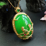 Natural Green Chalcedony Agate Egg Face Necklace