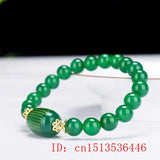 Green Chalcedony Buddhist Scripture Bracelet DIY Health Wealth Lucky