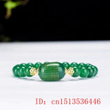 Green Chalcedony Buddhist Scripture Bracelet DIY Health Wealth Lucky