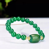 Green Chalcedony Buddhist Scripture Bracelet DIY Health Wealth Lucky