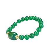 Green Chalcedony Buddhist Scripture Bracelet DIY Health Wealth Lucky