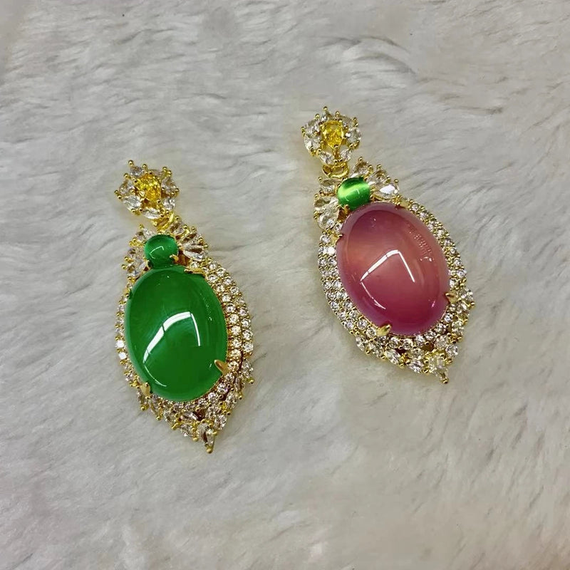 Natural Green Chalcedony Gemstone Pendant for Woman