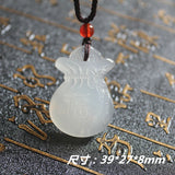 Green Chalcedony Carved Jade Pendant Necklace
