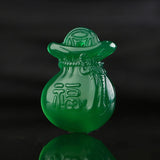 Green Chalcedony Carved Jade Pendant Necklace
