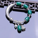 Green Chalcedony Round Bead Jade Bracelet