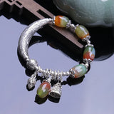 Green Chalcedony Round Bead Jade Bracelet