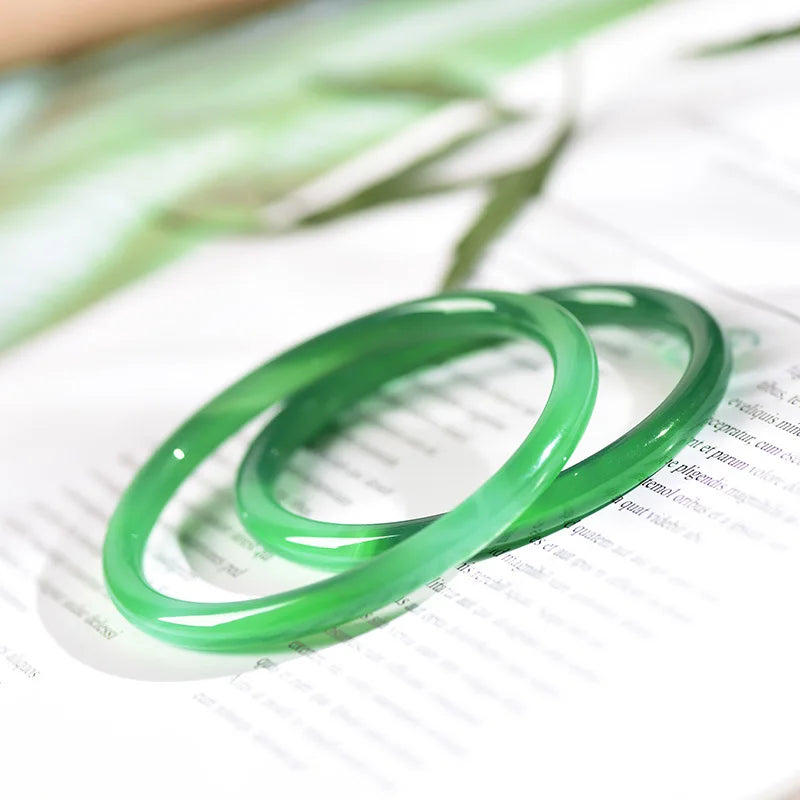 Green Chalcedony Hand Carved Round Bracelet Boutique Jewelry